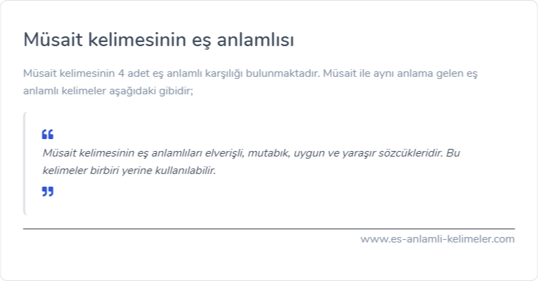 Müsait kelimesinin eş anlamı nedir?