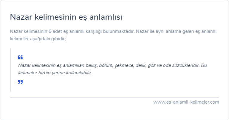 Nazar kelimesinin es anlamlisi