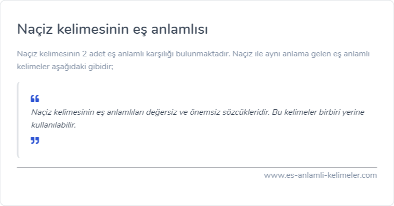 Naçiz kelimesinin es anlami