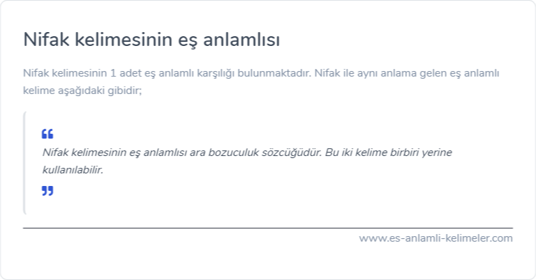 Nifak kelimesinin eş anlamlısı