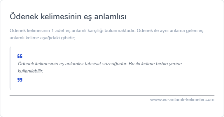 Ödenek kelimesinin es anlamlisi