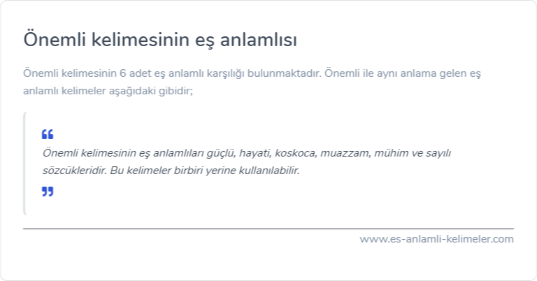 Önemli es anlamlisi