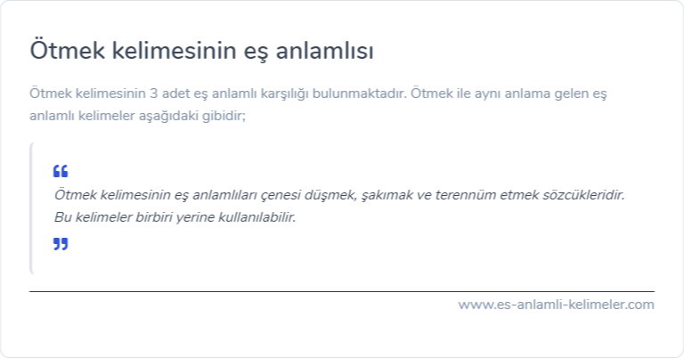 Ötmek es anlamlisi nedir?