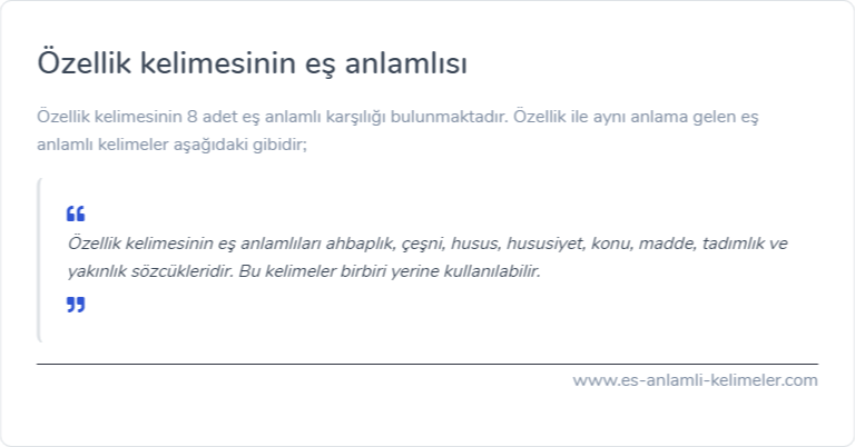 Özellik es anlamlisi nedir?