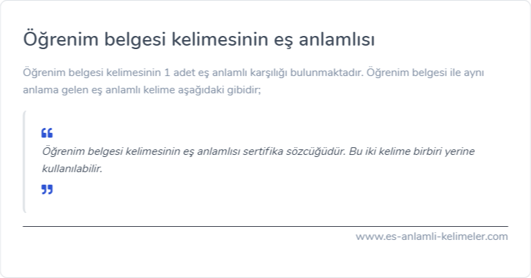 Öğrenim belgesi kelimesinin eş anlamı nedir?