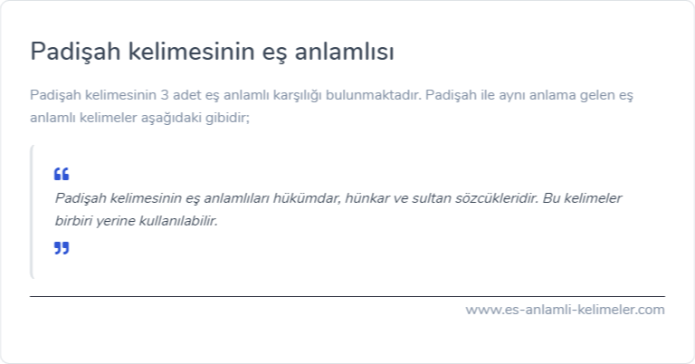 Padişah es anlamlisi ne?