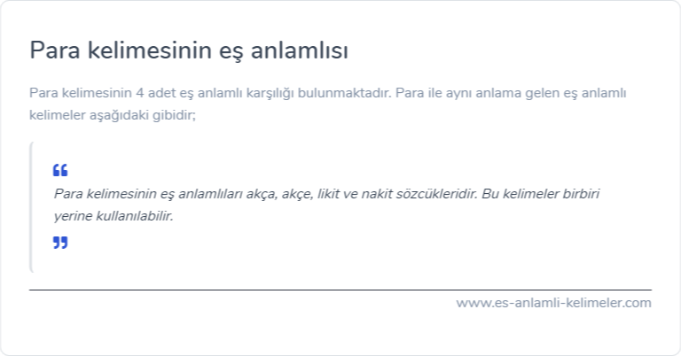 Para es anlamlisi nedir?