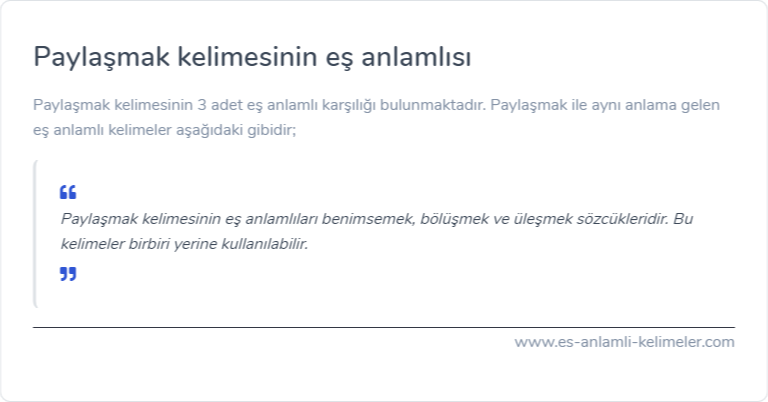 Paylaşmak kelimesinin eş anlamı