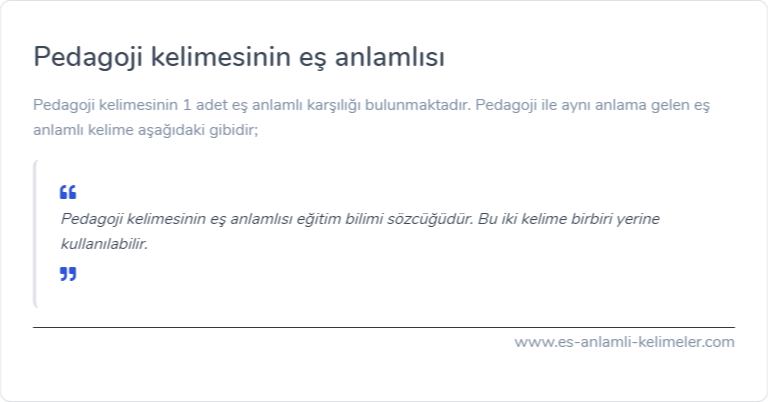 Pedagoji kelimesinin eş anlamı