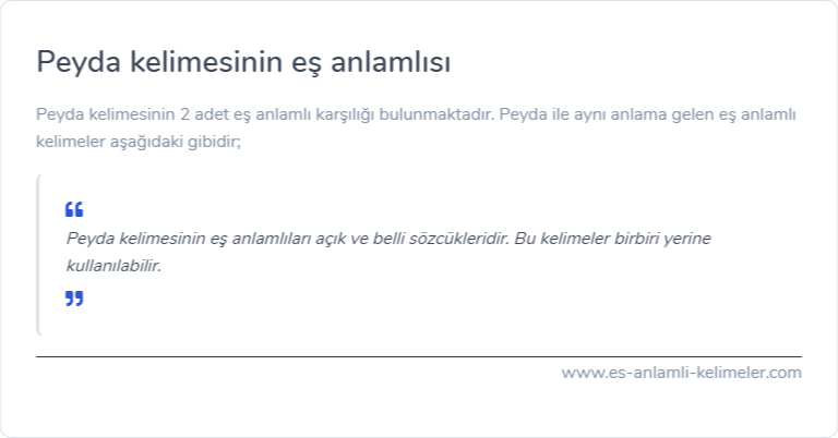 Peyda eş anlamı ne?