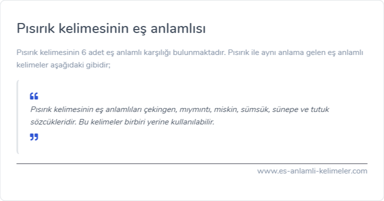 Pısırık kelimesinin eş anlamı nedir?