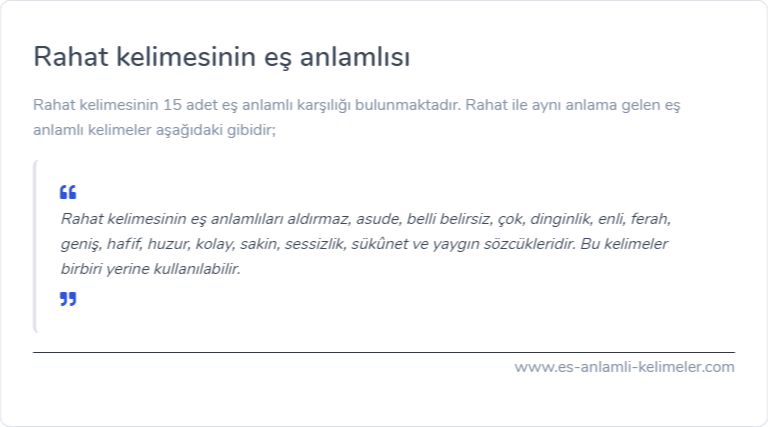 Rahat es anlamlisi nedir?