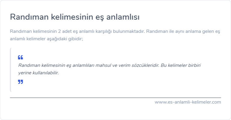 Randıman kelimesinin eş anlamı nedir?