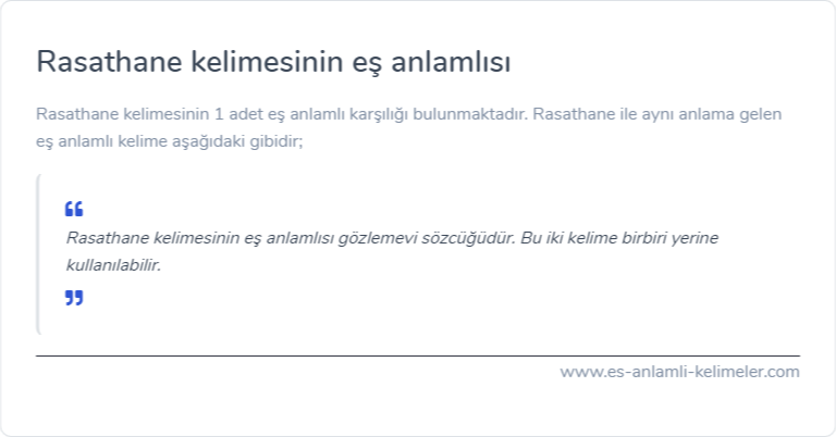 Rasathane kelimesinin eş anlamlısı nedir?