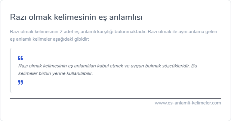 Razı olmak kelimesinin eş anlamı nedir?