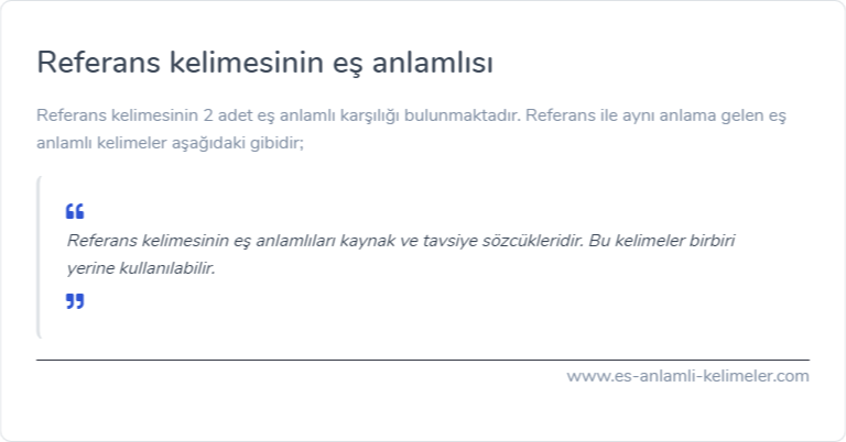 Referans es anlamlisi