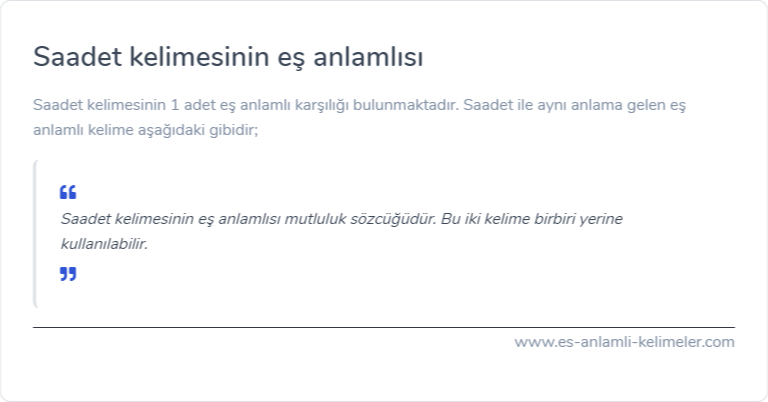 Saadet es anlami ne?