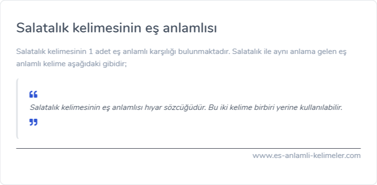 Salatalık kelimesinin eş anlamı ne?