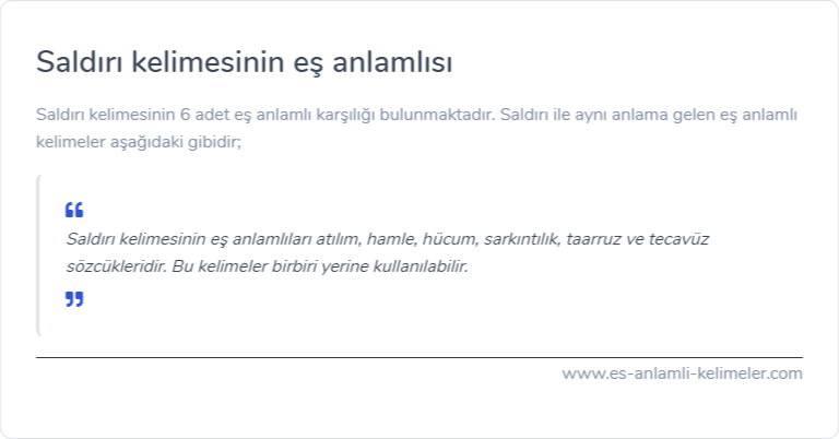 Saldırı kelimesinin eş anlamı ne?