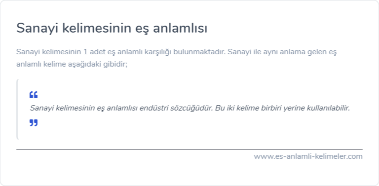 Sanayi es anlamlisi