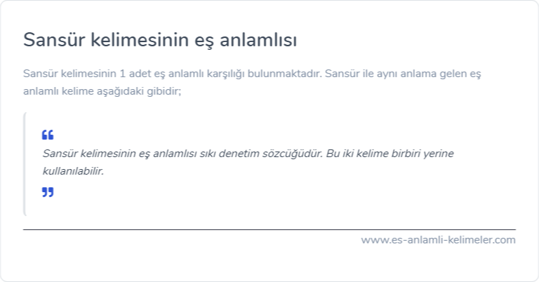 Sansür es anlamlisi ne?