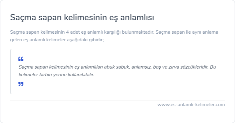 Saçma sapan kelimesinin es anlami