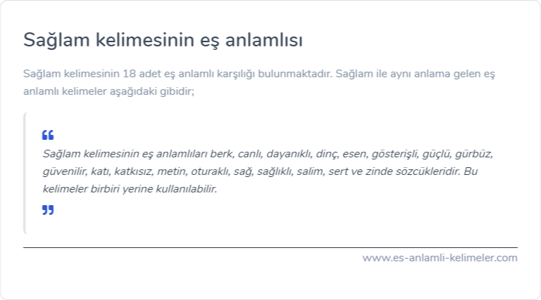 Sağlam es anlamlisi