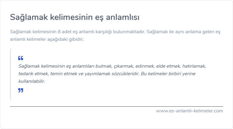 Sağlamak eş anlamlısı