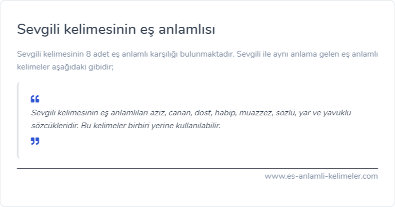 Sevgili es anlami nedir?