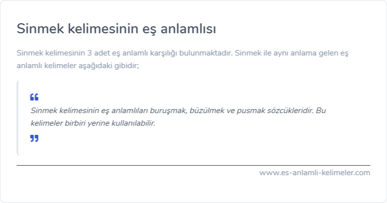 Sinmek kelimesinin eş anlamlısı nedir?