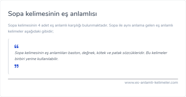 Sopa kelimesinin es anlamlisi ne