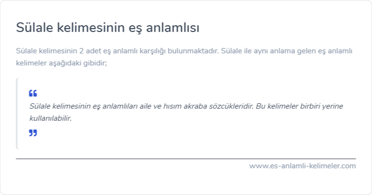 Sülale kelimesinin es anlamlisi nedir