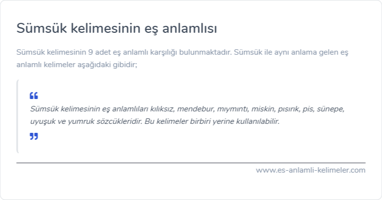 Sümsük kelimesinin es anlami nedir?