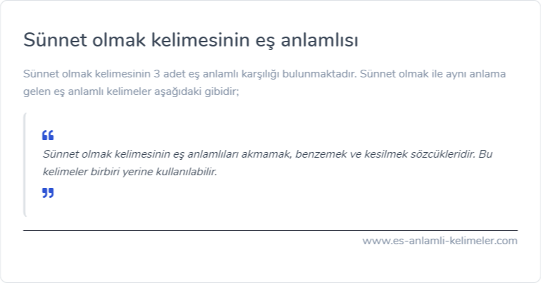 Sünnet olmak kelimesinin es anlamlisi ne