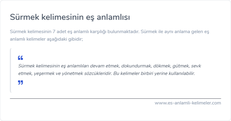 Sürmek eş anlamlısı