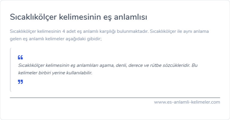 Sıcaklıkölçer eş anlamlısı nedir?