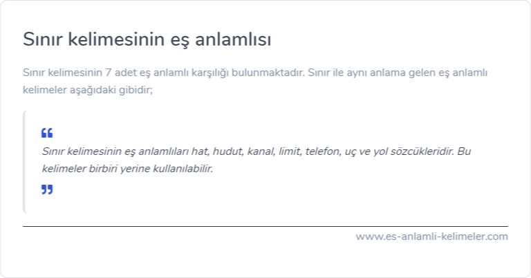 Sınır kelimesinin es anlami nedir?