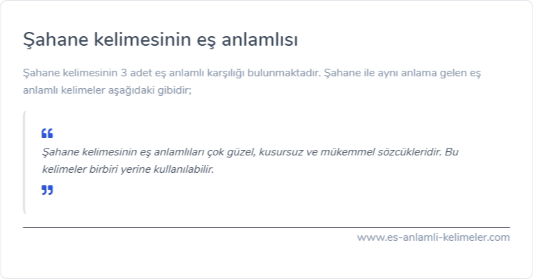 Şahane es anlamlisi