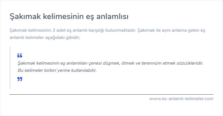 Şakımak kelimesinin es anlamlisi ne