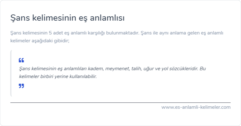 Şans eş anlamlısı