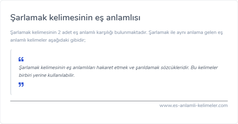 Şarlamak eş anlamlısı nedir?