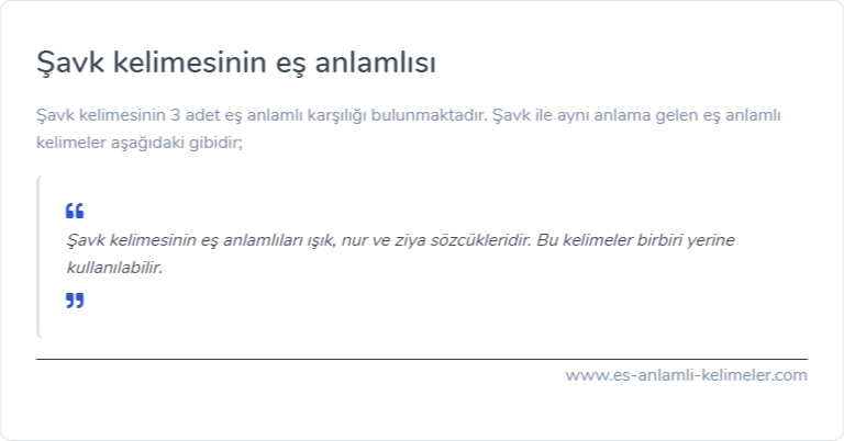 Şavk eş anlamı ne?