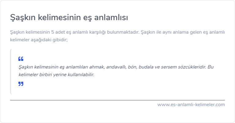 Şaşkın kelimesinin es anlamlisi ne