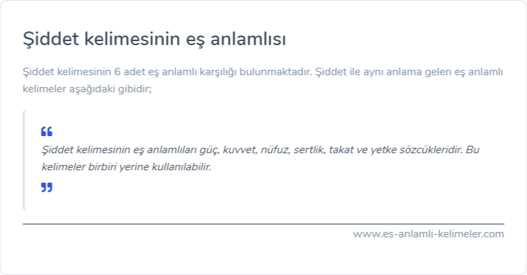 Şiddet kelimesinin eş anlamı ne?