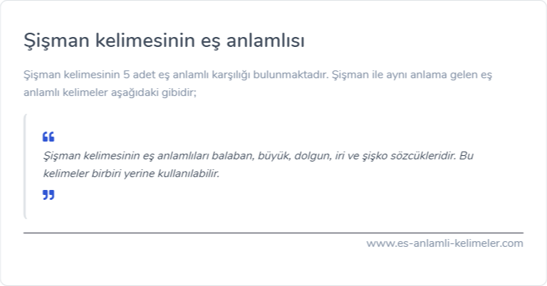 Şişman kelimesinin es anlamlisi nedir