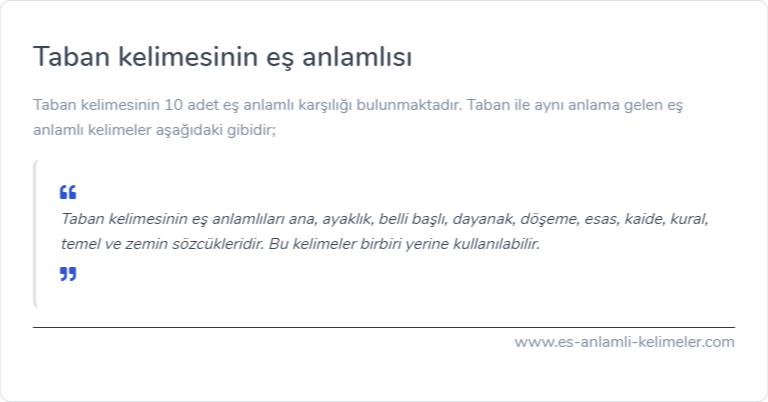 Taban kelimesinin es anlamlisi