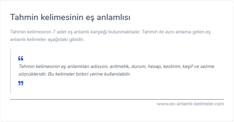 Tahmin es anlamlisi ne?