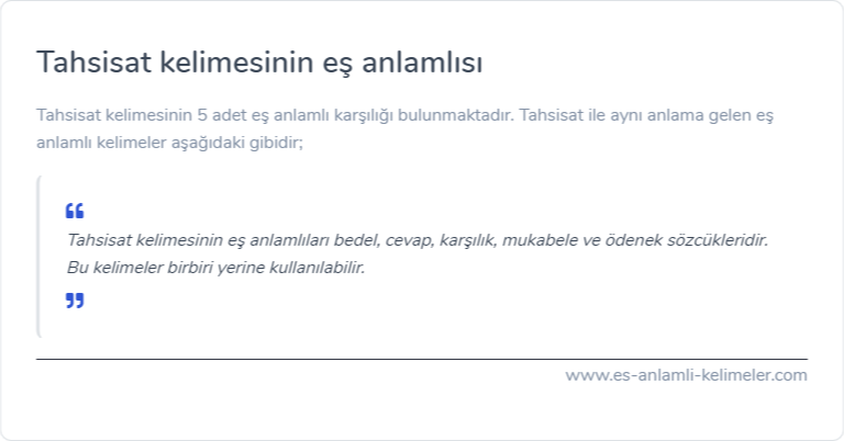 Tahsisat kelimesinin eş anlamlısı ne?