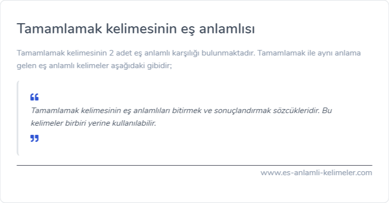 Tamamlamak es anlamlisi