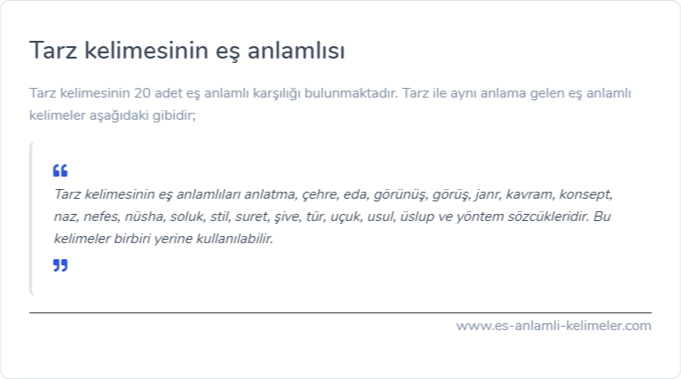 Tarz kelimesinin eş anlamlısı